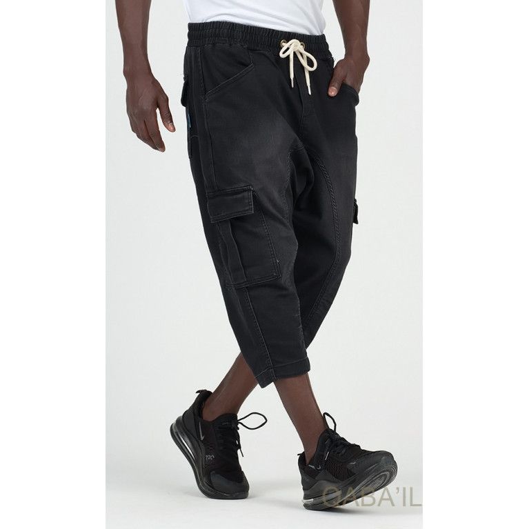 Pantacourt Cargo Jean Stretch - Qaba'il Pantacourt Cargo Jean Stretch - Qaba'il