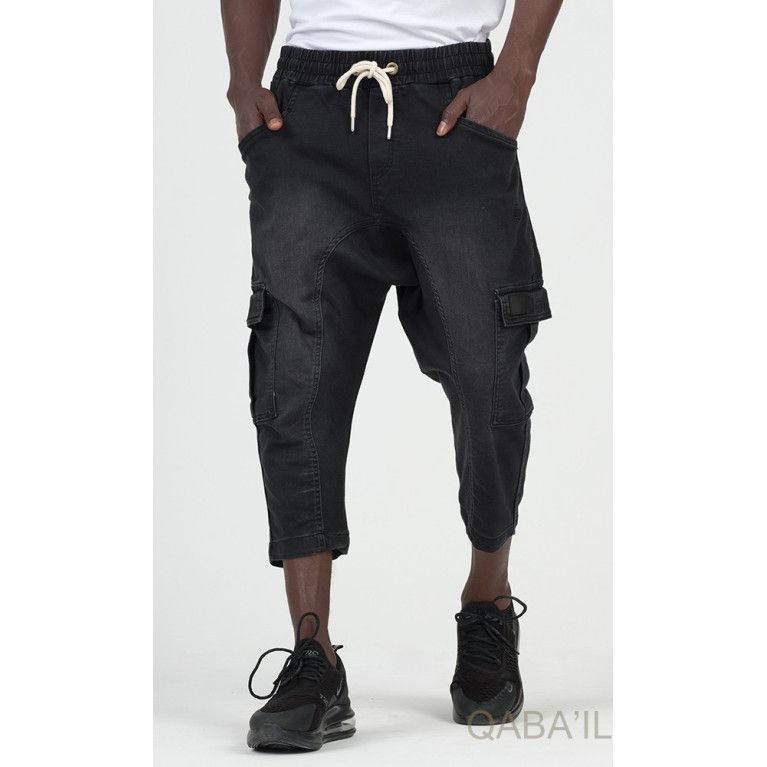 Pantacourt Cargo Jean Stretch - Qaba'il Pantacourt Cargo Jean Stretch - Qaba'il