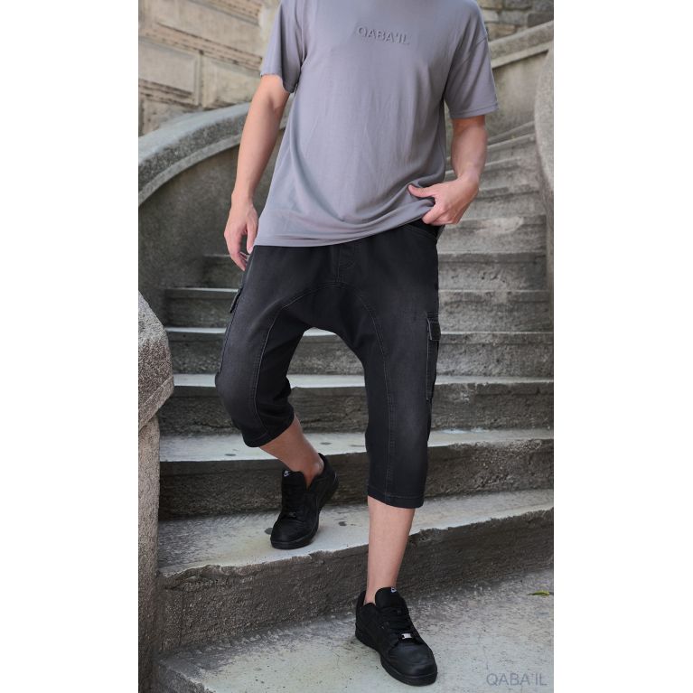 Pantacourt Cargo Jean Stretch - Qaba'il Pantacourt Cargo Jean Stretch - Qaba'il