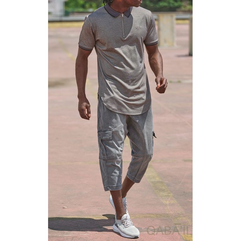 Pantacourt Cargo Jean Stretch - Qaba'il Pantacourt Cargo Jean Stretch - Qaba'il