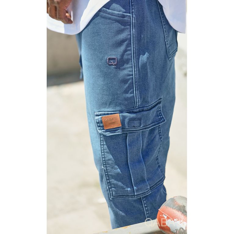 Pantacourt Cargo Jean Stretch - Qaba'il Pantacourt Cargo Jean Stretch - Qaba'il