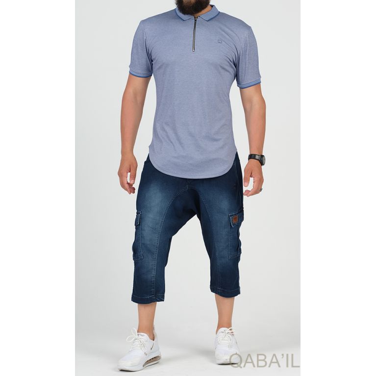 Pantacourt Cargo Jean Stretch - Qaba'il Pantacourt Cargo Jean Stretch - Qaba'il