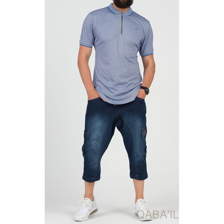 Pantacourt Cargo Jean Stretch - Qaba'il Pantacourt Cargo Jean Stretch - Qaba'il