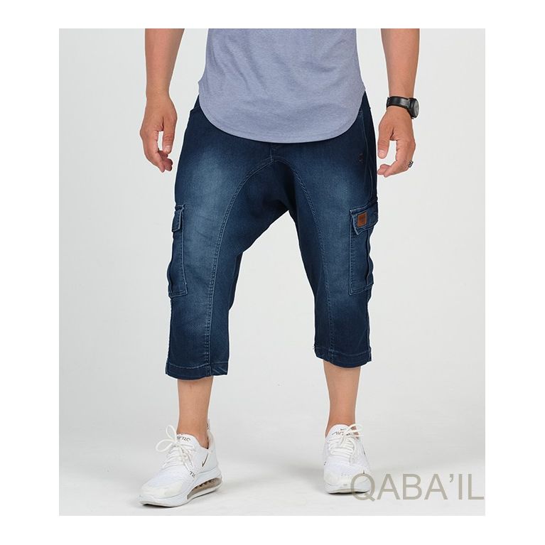 Pantacourt Cargo Jean Stretch - Qaba'il Pantacourt Cargo Jean Stretch - Qaba'il