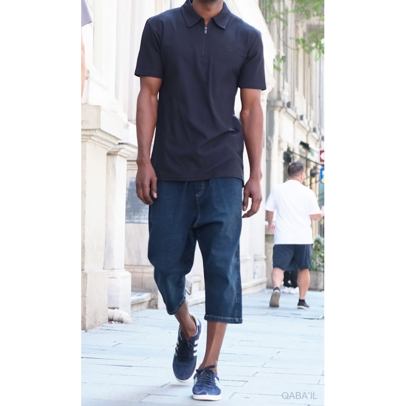 Bermuda Jean Stretch Homme - Coupe droite, tissu résistant, 4 coloris - Qaba'il