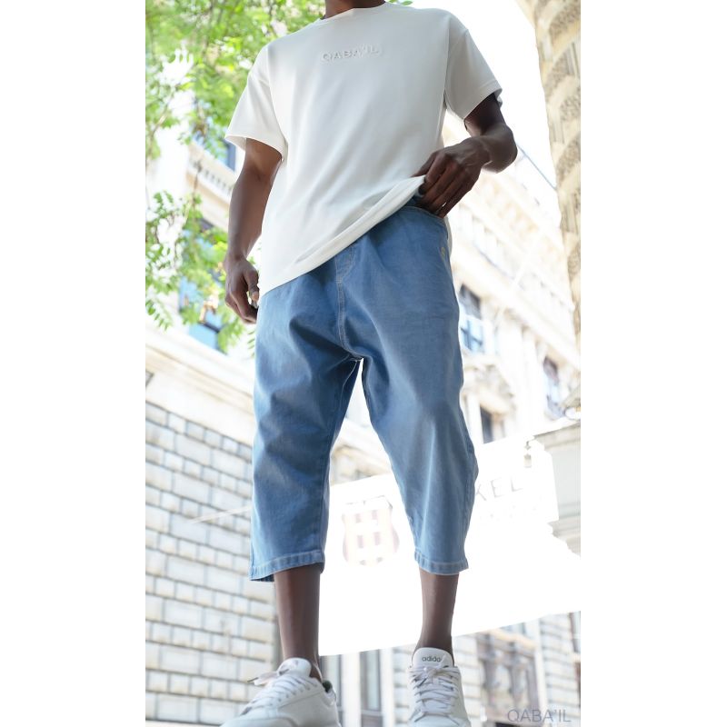 Bermuda Jean Stretch Homme - Coupe droite, tissu résistant, 4 coloris - Qaba'il