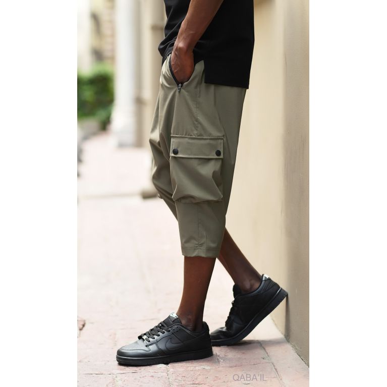 Pantacourt Cargo TREK Homme – Tissu technique léger, style Bootcamp été - Qaba'il Pantacourt Cargo TREK Homme – Tissu technique léger, style Bootcamp été - Qaba'il