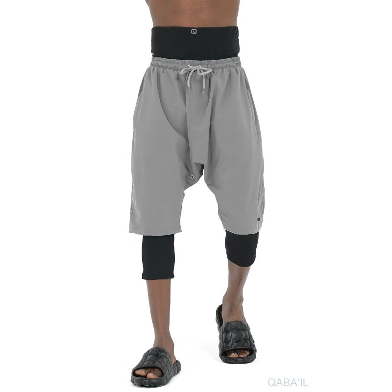 Sarouel de Bain Cycliste - SwimShort - Gris Clair - Qaba'il