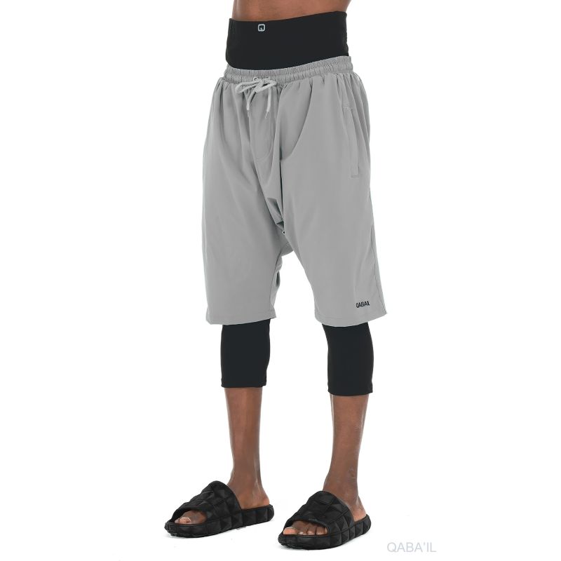 Sarouel de Bain Cycliste - SwimShort - Gris Clair - Qaba'il