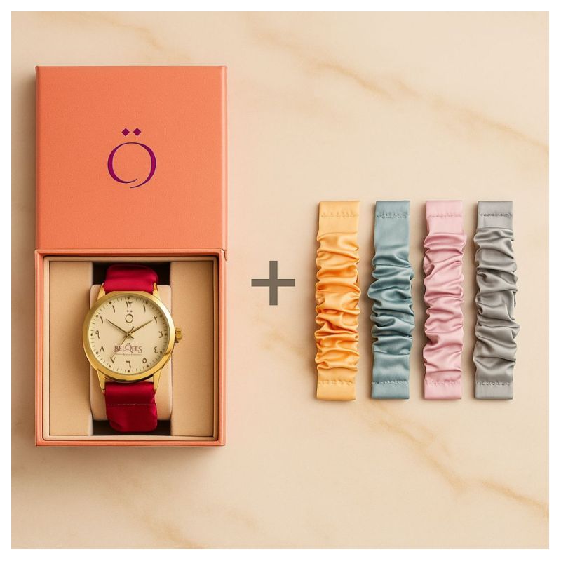 Montre Femme Chiffres Arabes – Boîte Cadeau avec 4 Bracelets Interchangeables