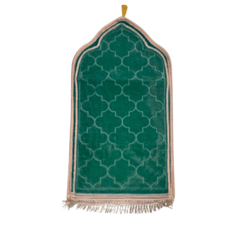 Grand Tapis de Prière - Noir - Motif Masjid - Molletonné, Épais et Très Doux - Confortable et Anti-Dérapant