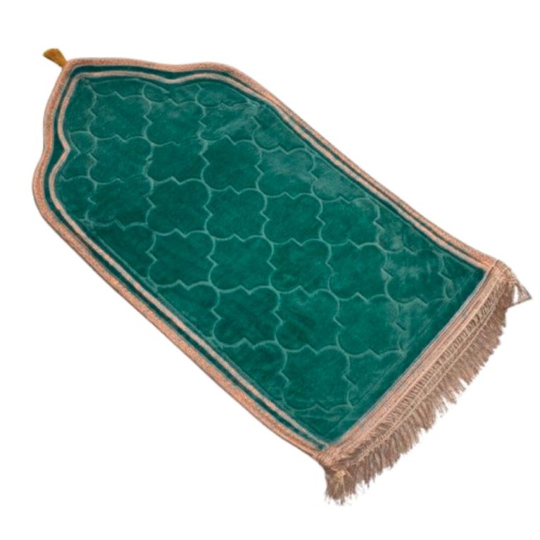 Grand Tapis de Prière - Noir - Motif Masjid - Molletonné, Épais et Très Doux - Confortable et Anti-Dérapant
