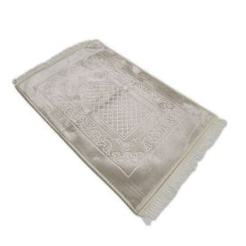 Grand Tapis de Prière - Gris - Motif Mirhab - Molletonné, Épais et Très Doux - Confortable et Anti-Dérapant