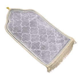 Grand Tapis de Prière - Noir - Motif Masjid - Molletonné, Épais et Très Doux - Confortable et Anti-Dérapant