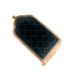 Tapis de Prière Enfant Vert - Motif Arabesque, Molletonné - 48 x 85 cm - Soundouss