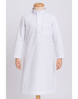 Qamis enfant blanc traditionnel en tissu léger ADM