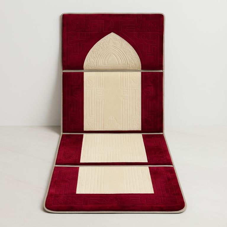 copy ofTapis de Prière avec dossier aux motifs arabesques - Bleu et blanc