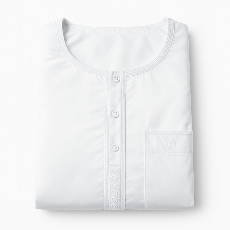 Qamis Homme – Tissu Glacé Coréen – Col Rond – Manches court– Soundouss