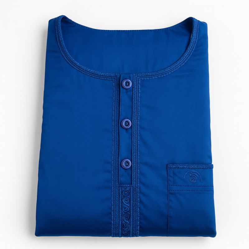 Qamis Homme – Tissu Glacé Coréen – Col Rond – Manches Longues – Soundouss