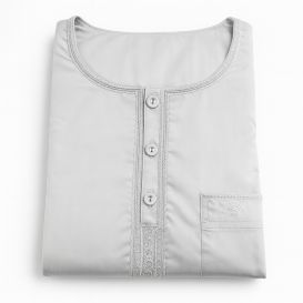 Qamis Homme – Tissu Glacé Coréen – Col Rond – Manches Longues – Soundouss