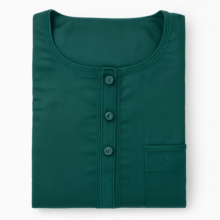 Qamis Homme – Tissu Glacé Coréen – Col Rond – Manches court– Soundouss