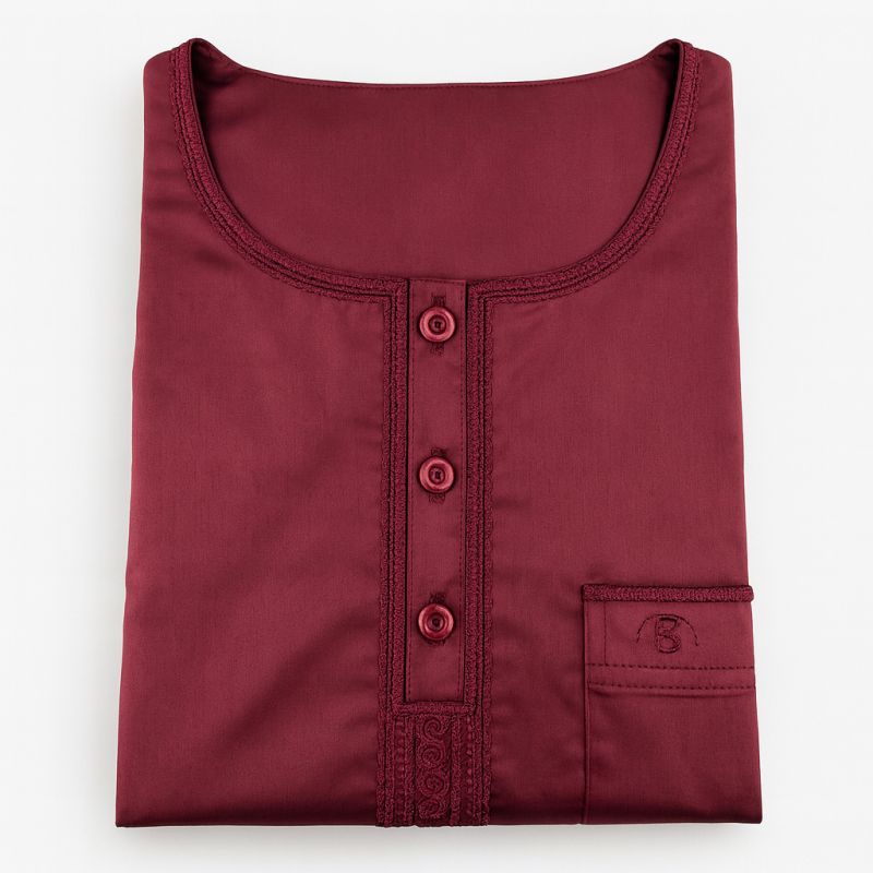 Qamis Homme – Tissu Glacé Coréen – Col Rond – Manches court– Soundouss