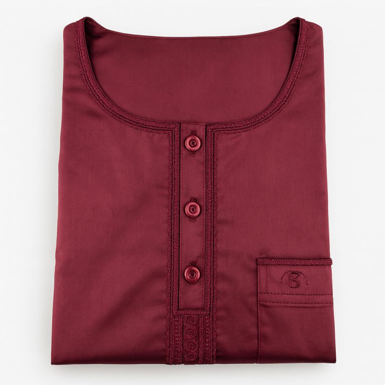 Qamis Homme – Tissu Glacé Coréen – Col Rond – Manches Longues – Soundouss