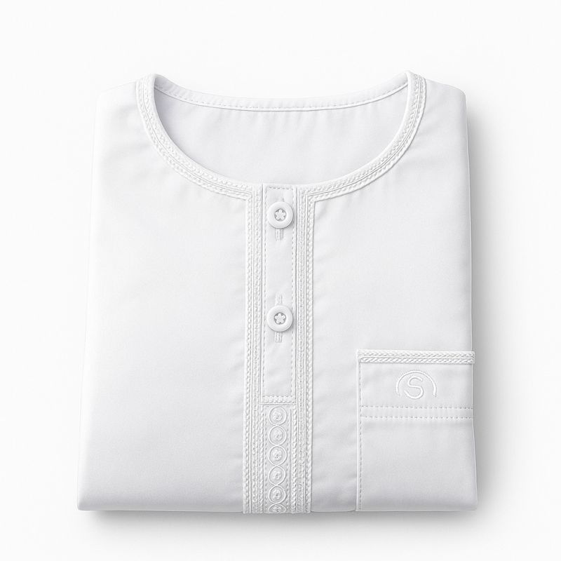 Qamis Enfant– Tissu Glacé Coréen – Col Rond – Manches Longues – Soundouss