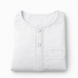 Qamis Enfant– Tissu Glacé Coréen – Col Rond - Manches Courtes – Soundouss