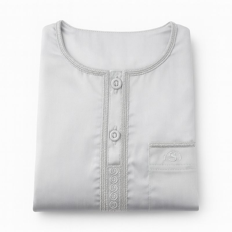 Qamis Enfant– Tissu Glacé Coréen – Col Rond – Manches Longues – Soundouss