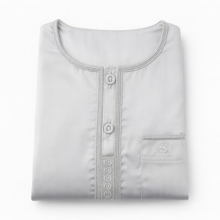 Qamis Enfant– Tissu Glacé Coréen – Col Rond – Manches Longues – Soundouss