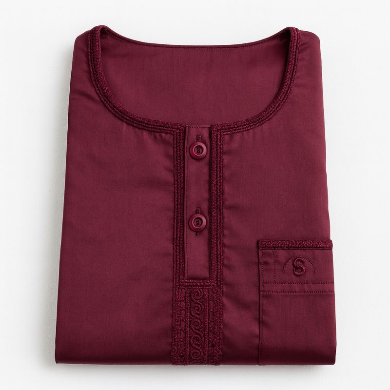 Qamis Enfant– Tissu Glacé Coréen – Col Rond - Manches Courtes – Soundouss