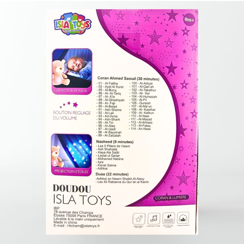 Doudou Isla Toys – Coran, nashids et duaa – 6 modèles au choix