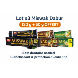 Lot x3 Dentifrices Miswak Dabur – Soins naturels, blanchissant & protection complète