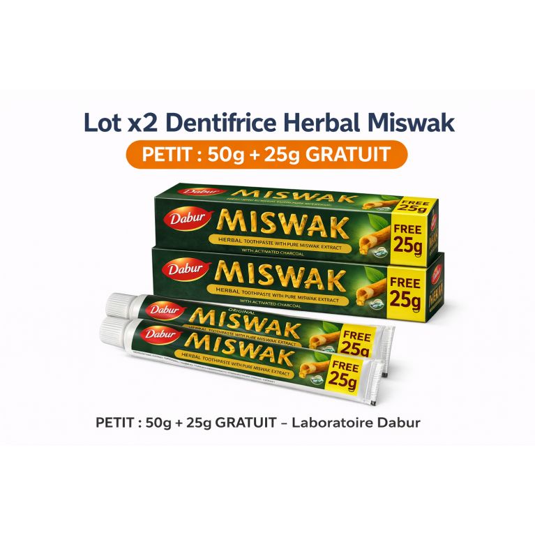 Dentifrice Miswak Naturel Dabur – Lot de 2 format pratique pour l’hygiène quotidienne