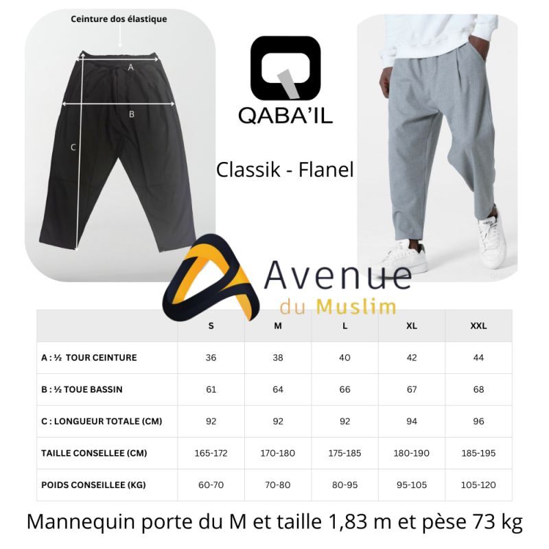 Sarouel Classik Flanel – Homme – Tissu chaud et doux – Qaba'il