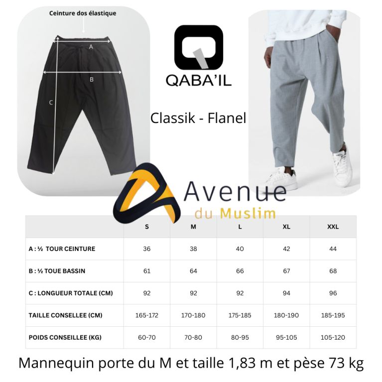 Sarouel Classik Flanel – Homme – Tissu chaud et doux – Qaba'il