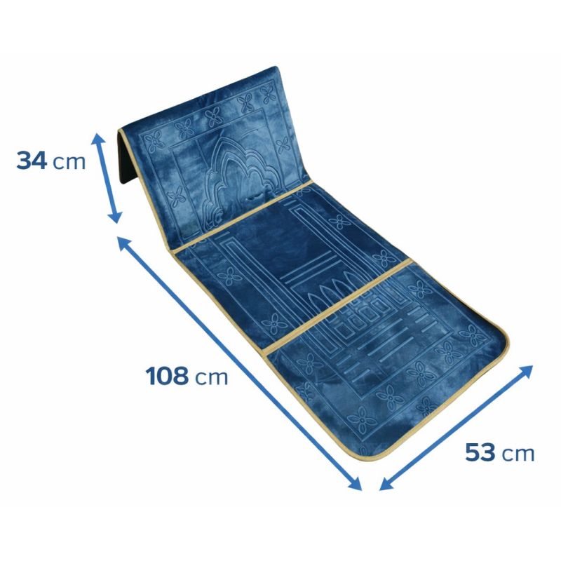 Tapis de Prière avec dossier et motifs- Bleu