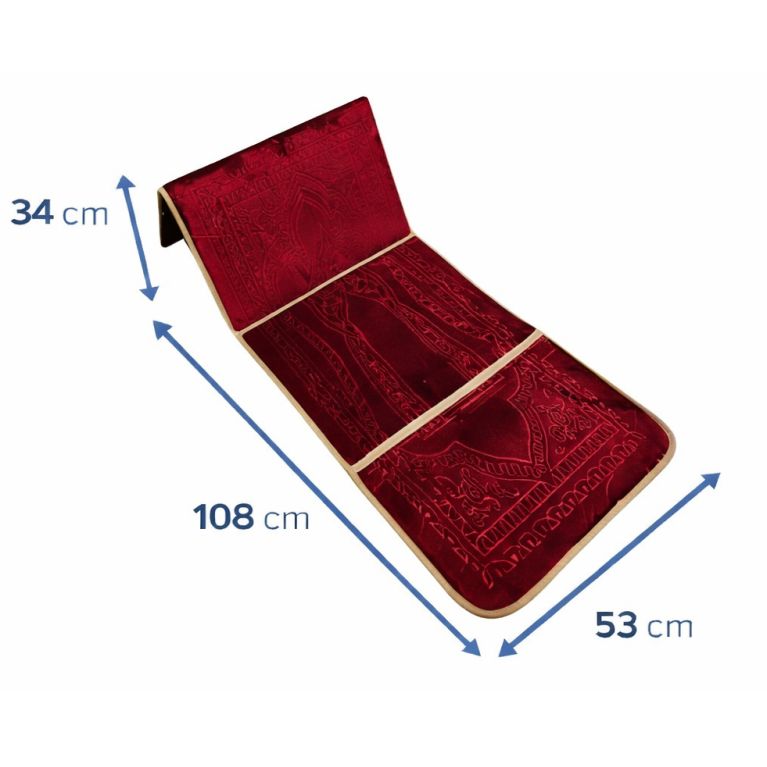 Tapis de Prière avec dossier et motifs- Rouge