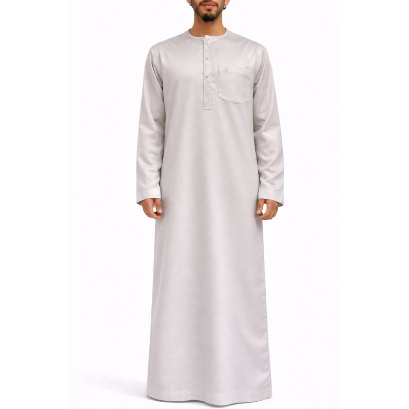 Qamis Homme – Tissu Glacé Coréen – Col Rond – Manches Longues – Soundouss