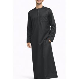 Qamis Homme – Tissu Glacé Coréen – Col Rond – Manches Longues – Soundouss