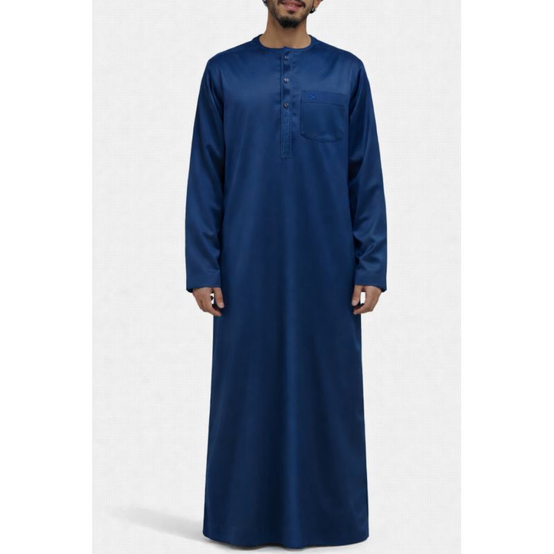Qamis Homme – Tissu Glacé Coréen – Col Rond – Manches Longues – Soundouss