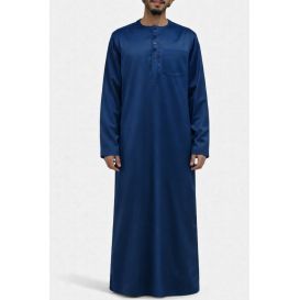 Qamis Homme – Tissu Glacé Coréen – Col Rond – Manches Longues – Soundouss