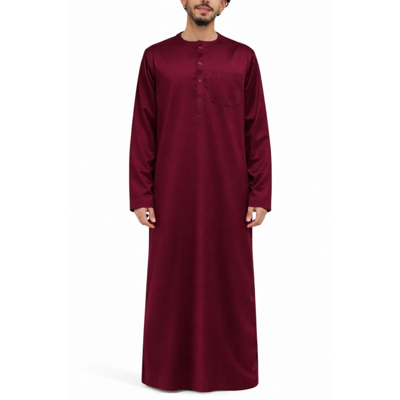 Qamis Homme – Tissu Glacé Coréen – Col Rond – Manches Longues – Soundouss