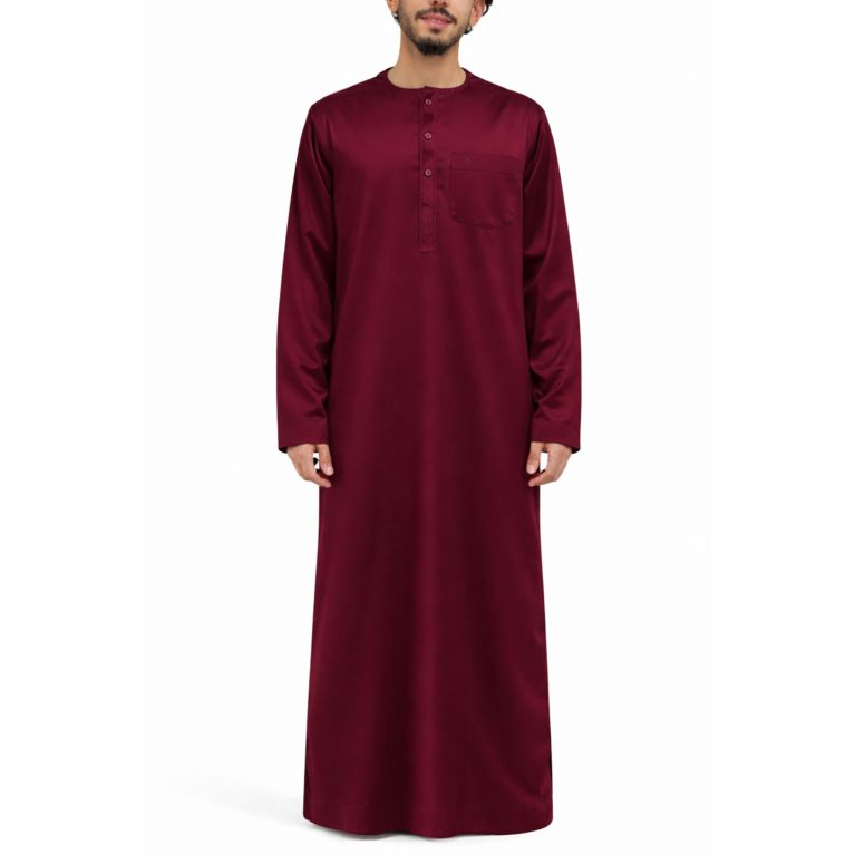 Qamis Homme – Tissu Glacé Coréen – Col Rond – Manches Longues – Soundouss