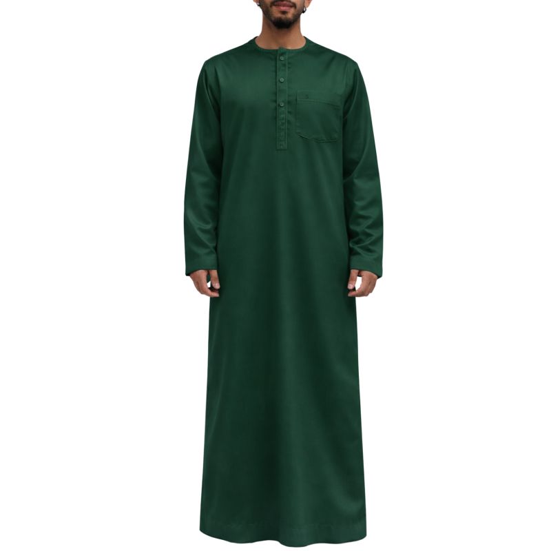 Qamis Homme – Tissu Glacé Coréen – Col Rond – Manches Longues – Soundouss