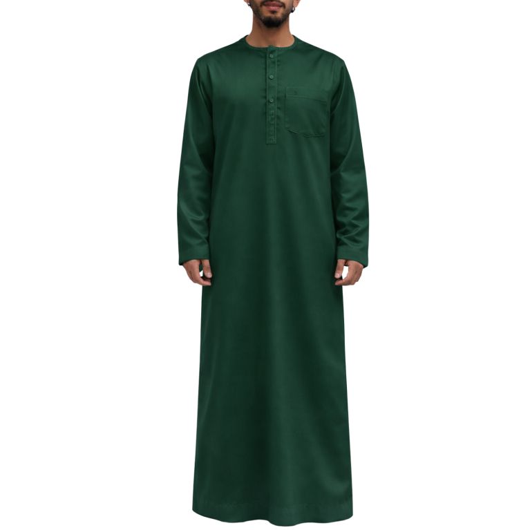 Qamis Homme – Tissu Glacé Coréen – Col Rond – Manches Longues – Soundouss
