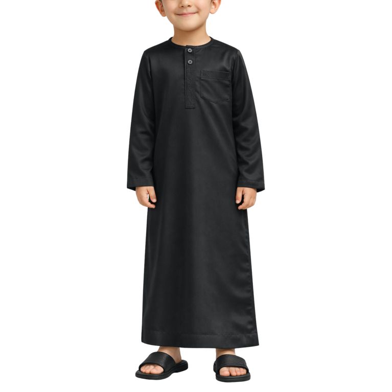 Qamis Enfant– Tissu Glacé Coréen – Col Rond – Manches Longues – Soundouss