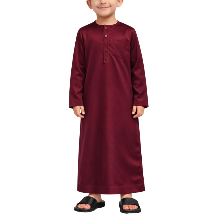 Qamis Enfant– Tissu Glacé Coréen – Col Rond – Manches Longues – Soundouss