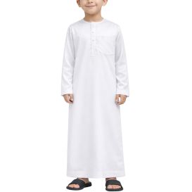 Qamis Enfant– Tissu Glacé Coréen – Col Rond – Manches Longues – Soundouss